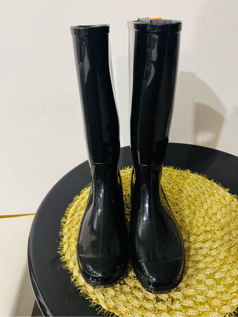 Sporto Glossy Black Tall Women's Rain Boots
